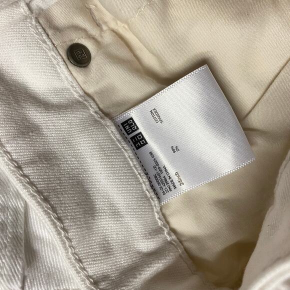 UniQlo White Wash Denim Wide Leg High Rise Raw Hem Cut-Off Jeans Women's Size 24 - Picture 8 of 11